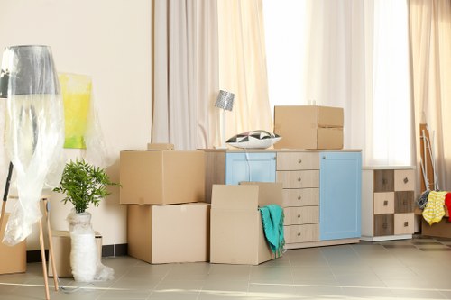Moving boxes and a residential street in Haringey